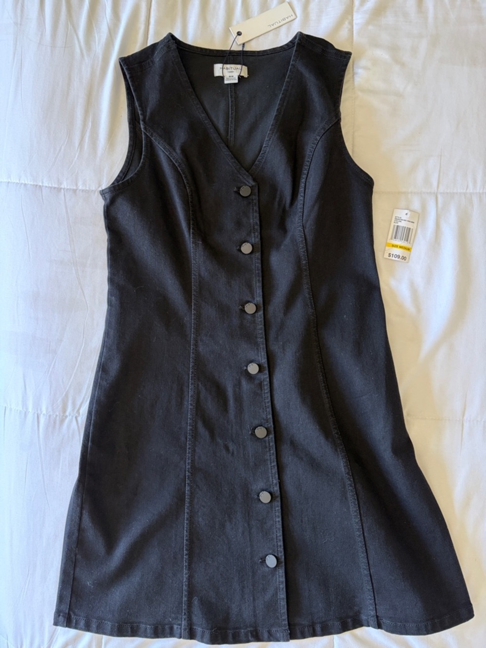 Habitual Black Sleeveless Button-Front Mini Dress